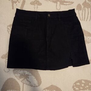 Black Stretch Jean Mini Skirt
